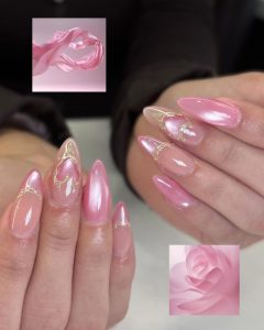pink valentine nails
