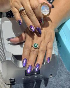 purple acrylic nail designs