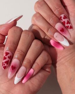 valentines almond shaped nails