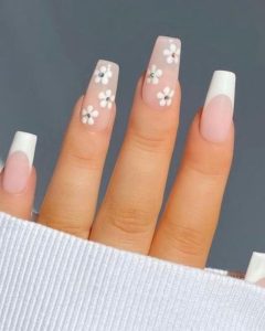white acrylic nails with design